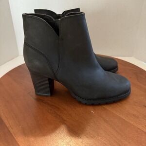 Clarks Collection Verona Trish 3" Heel Black Leather Ankle Boot Women's Size 7